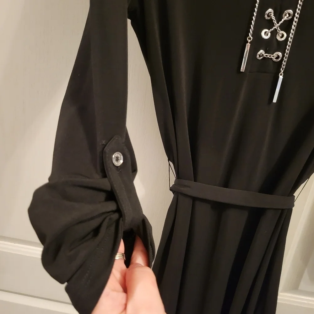 Michael Kors Chain Lace-up Belted Shirt Dress
